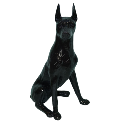 C415R Doberman siedzący - czarny wysoki połysk H72cm