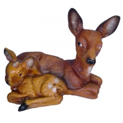 Sarna leżąca z sarenką C43A-H30x39cm